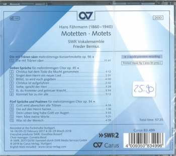 CD Frieder Bernius: Motetten Op. 34, 45, 56