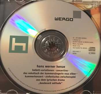 CD Hans Werner Henze: Boulevard Solitude (Zwischenspiel) Und Weitere Orchesterwerke