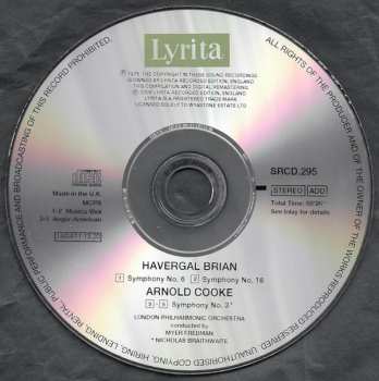 CD The London Philharmonic Orchestra: Havergal Brian: Symphonies 6 & 16 / Arnold Cooke: Symphony No. 3