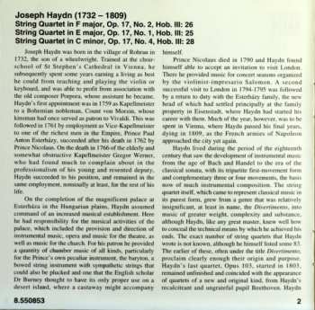 CD Joseph Haydn: String Quartets Op.17, Nos. 1, 2 And 4