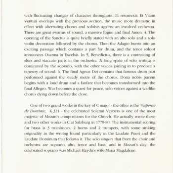 CD Wolfgang Amadeus Mozart: Mass In Time Of War / Vesperae Solennes De Confessore