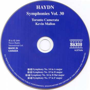 CD Joseph Haydn: Symphonies Vol. 30 - Symphonies Nos. 14-17