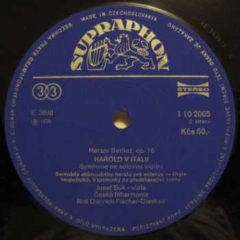 LP The Czech Philharmonic Orchestra: Harold V Itálii