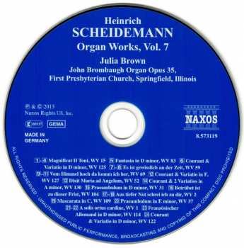 CD Heinrich Scheidemann: Organ Works, Vol. 7