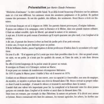 CD Henri Bosco: Histoires D'Animaux - Conte Inédit D'Henri Bosco