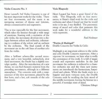 CD Radio-Symphonie-Orchester Berlin: Violin Concerto No. 3 / Viola Rhapsody / "Partita Di Madrigali" (Double Concerto For Violin And Cello)