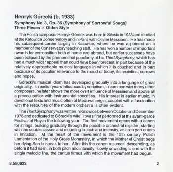 CD Henryk Górecki: Symphony No. 3 (Symphony Of Sorrowful Songs) / 3 Olden Style Pieces