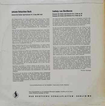 LP Johann Sebastian Bach: Konzert Für Violine Und Orchester E-Dur (BWV 1042) / Romanze G-dur Op. 40 / Romanze F-dur Op. 50