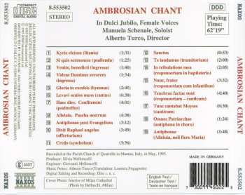 CD In Dulci Jubilo: Ambrosian Chant (Early Christian Chant Of The Ambrosian Rite)