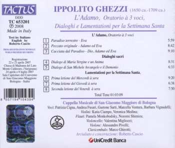 CD Ippolito Ghezzi: L'Adamo - Oratorio A 3 Voci