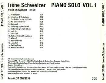CD Irene Schweizer: Piano Solo Vol. 1