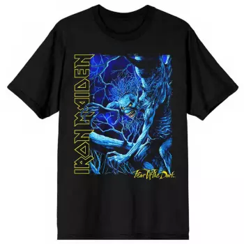 T-shirt Fear Of The Dark Blue Tone Eddie Vertical Logo Iron Maiden