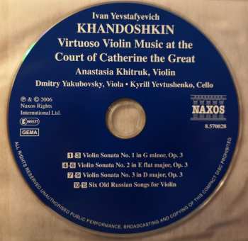 CD Ivan Khandoshkin: Virtuoso Violin Music At The Court Of Catherine The Great