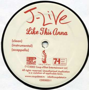 LP J-Live: Like This Anna / MCee / 3 Out Of 7