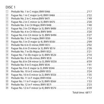 2CD Johann Sebastian Bach: Das Wohltemperierte Clavier: Book I