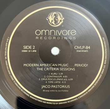 LP Jaco Pastorius: Modern American Music...Period! The Criteria Sessions