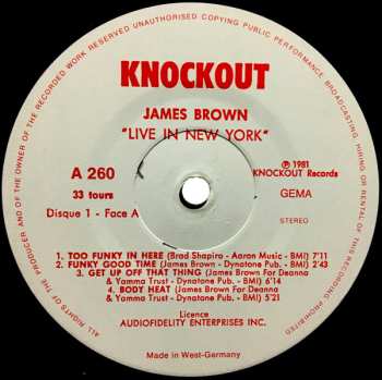 LP James Brown: Greatest Hits - "Live In New York"