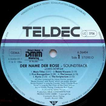 LP James Horner: Der Name Der Rose (Soundtrack)