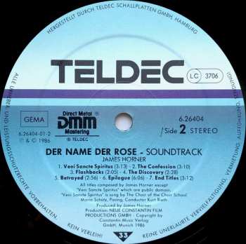 LP James Horner: Der Name Der Rose (Soundtrack)