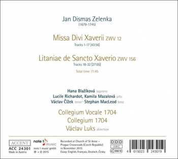 CD Jan Dismas Zelenka: Missa Divi Xaverii ZWV12, Litaniae De Sancto Xaverio ZWV156