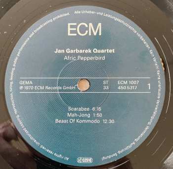 LP Jan Garbarek Quartet: Afric Pepperbird