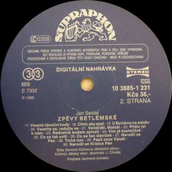 LP Jan Seidel: Zpěvy Betlémské (Bethlehem Songs)
