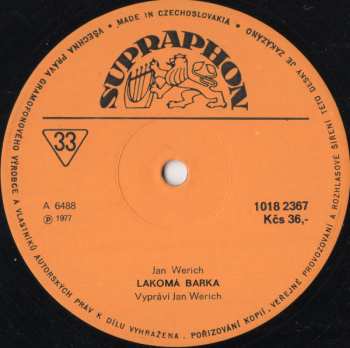 LP Jan Werich: Král Měl Tři Syny / Úsporná Pohádka / Lakomá Barka