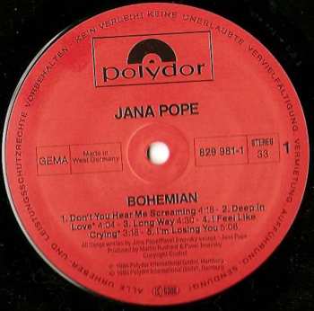LP Jana Pope: Bohemian