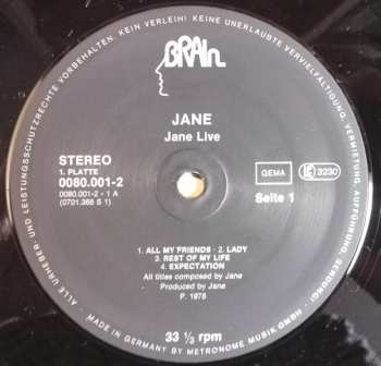 2LP Jane: Jane Live