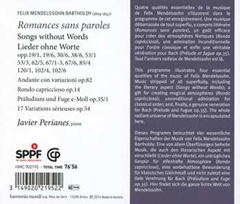 CD Felix Mendelssohn-Bartholdy: Lieder Ohne Worte, Songs without Words