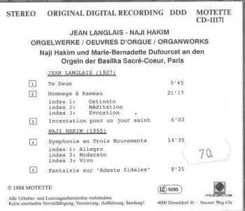 CD Naji Hakim: Orgelwerke - Oeuvres d'Orgue - Organworks