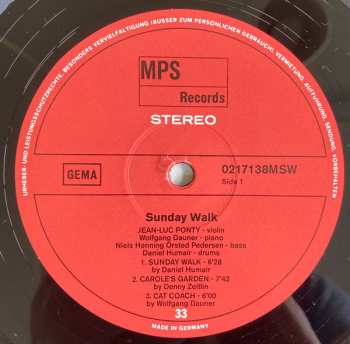 LP Jean-Luc Ponty: Sunday Walk