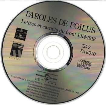 2CD Jean-Pierre Guéno: Paroles De Poilus. Lettres Et Carnets Du Front 1914-1918