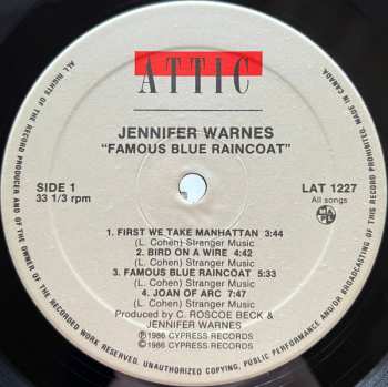 LP Jennifer Warnes: Famous Blue Raincoat (The Songs Of Leonard Cohen)