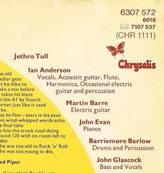 LP Jethro Tull: Too Old To Rock 'N' Roll: Too Young To Die!