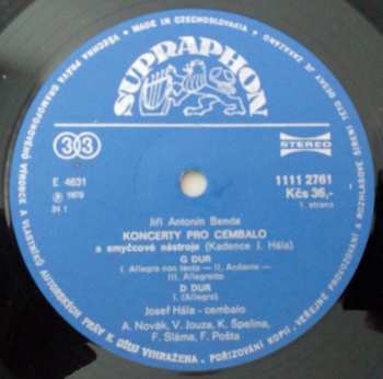 2LP Josef Hála: Koncerty Pro Cembalo A Smyčcové Nástroje