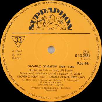 3LP Jiří Suchý & Jiří Šlitr: Divadlo Semafor 1959 - 1969 (1-3)