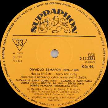 3LP Jiří Suchý & Jiří Šlitr: Divadlo Semafor 1959 - 1969 (1-3)