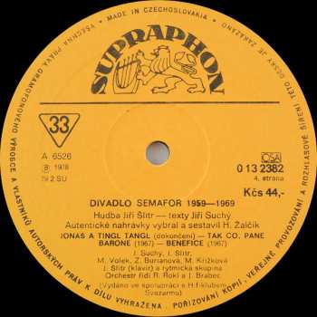3LP Jiří Suchý & Jiří Šlitr: Divadlo Semafor 1959 - 1969 (1-3)