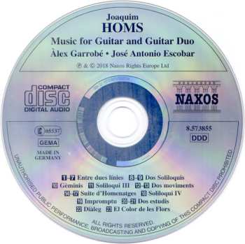 CD José Antonio Escobar: Music For Guitar And Guitar Duo