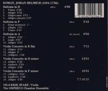 CD Johan Helmich Roman: 3 Violin Concertos - 3 Sinfonias