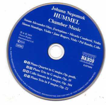 CD Johann Nepomuk Hummel: Cello Sonata, Piano Quartet, Piano Trios
