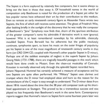 CD Johann Nepomuk Hummel: Septet In C Major Op. 114 (The Military) / Grand Septet In E Flat Major Op. 62