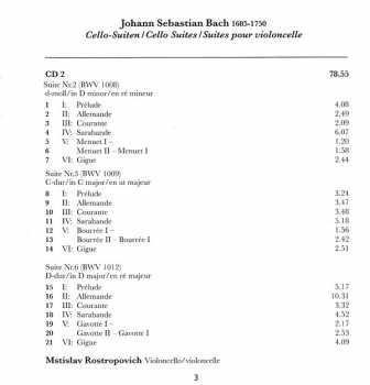 2CD Johann Sebastian Bach: Cello-Suiten = Cello Suites =  Suites Pour Violoncelle