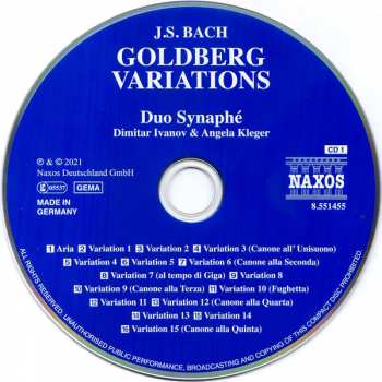 2CD Johann Sebastian Bach: Goldberg Variations (Arranged For Ten-String Guitar Duo)