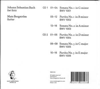 2CD Johann Sebastian Bach: Bach Sei Solo Sonatas & Partitas BWV 1001 - 1006 (Sei Solo A Violino Senza Basso Accompagnato c. 1720)