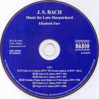 2CD Johann Sebastian Bach: Music For Lute-Harpsichord