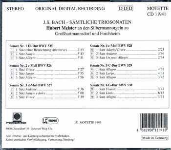 CD Johann Sebastian Bach: Sämtliche Sonaten (Hubert Meister An Den Silbermannorgeln Zu Großhartmannsdorf Und Forchheim)