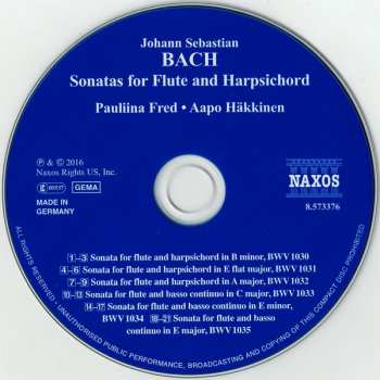 CD Johann Sebastian Bach: Sonatas For Flute And Harpsichord