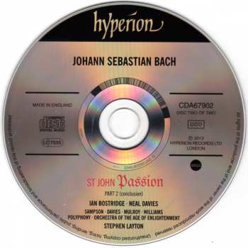 2CD Johann Sebastian Bach: St John Passion BWV245
